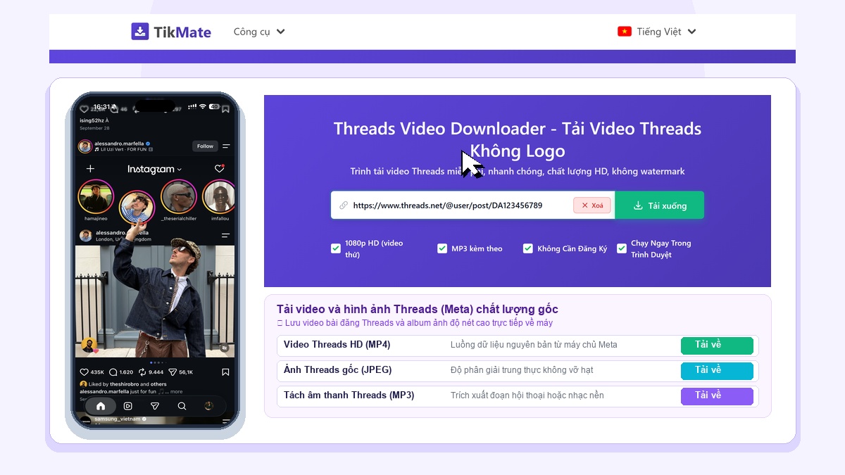 TikMate VI Threads Downloader
